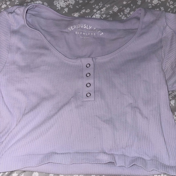 Aeropostale Purple Ribbed Button Down Polo Shirt - Picture 1 of 2